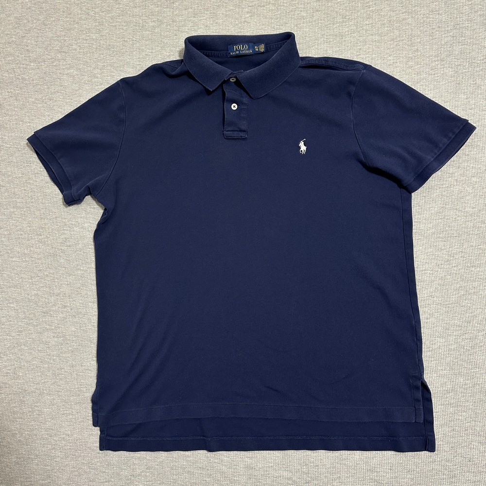 Polo Ralph Lauren Short Sleeve Embroidered Pony Polo Shirt Navy Blue Mens XL